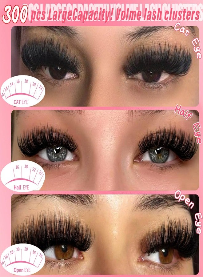 FOINEMYED Lash Clusters with Bottom Lashes Thick 80D+100D+200D Volume Eyelash Clusters 14-20mm Lash Clusters 3 Style D Curly Individual Eyelash 300pcs DIY Lash Extension for Beginners by FOINEMYED - Image 4